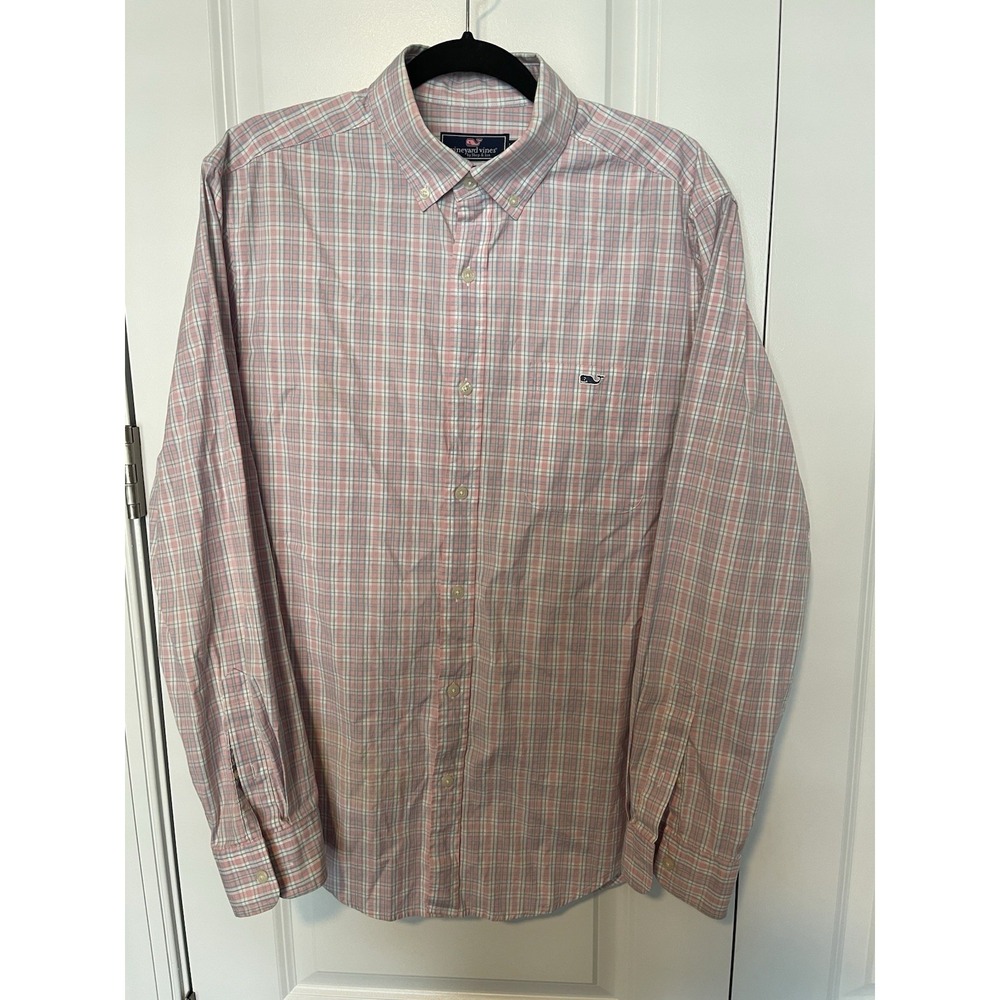 Vineyard Vines‎ By Shep & Ian Classic Fit Tucker Shirt Pink Blue Plaid Medium